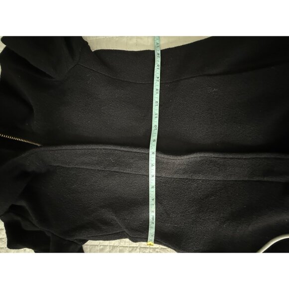 Club Monaco Womens Italian Wool Coat XS Black Leather Sleeve Detail - Picture 9 of 11